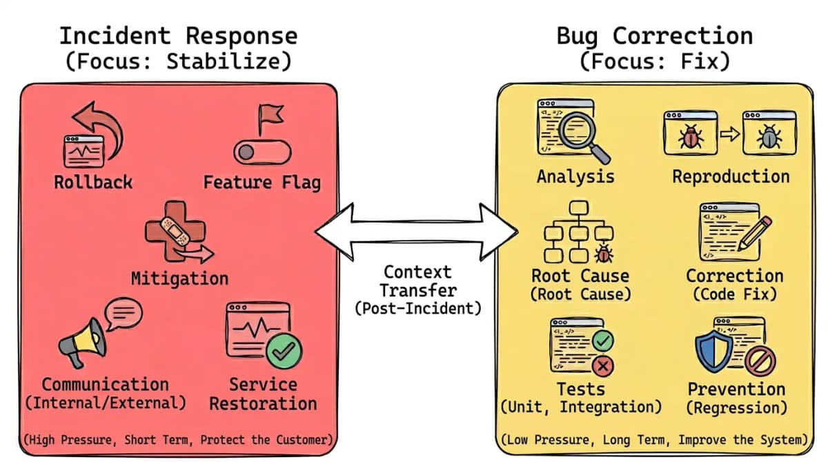 Response flow of mature teams to bugs and incidents