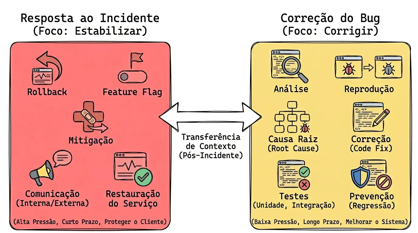 Fluxo de resposta de times maduros a bugs e incidentes