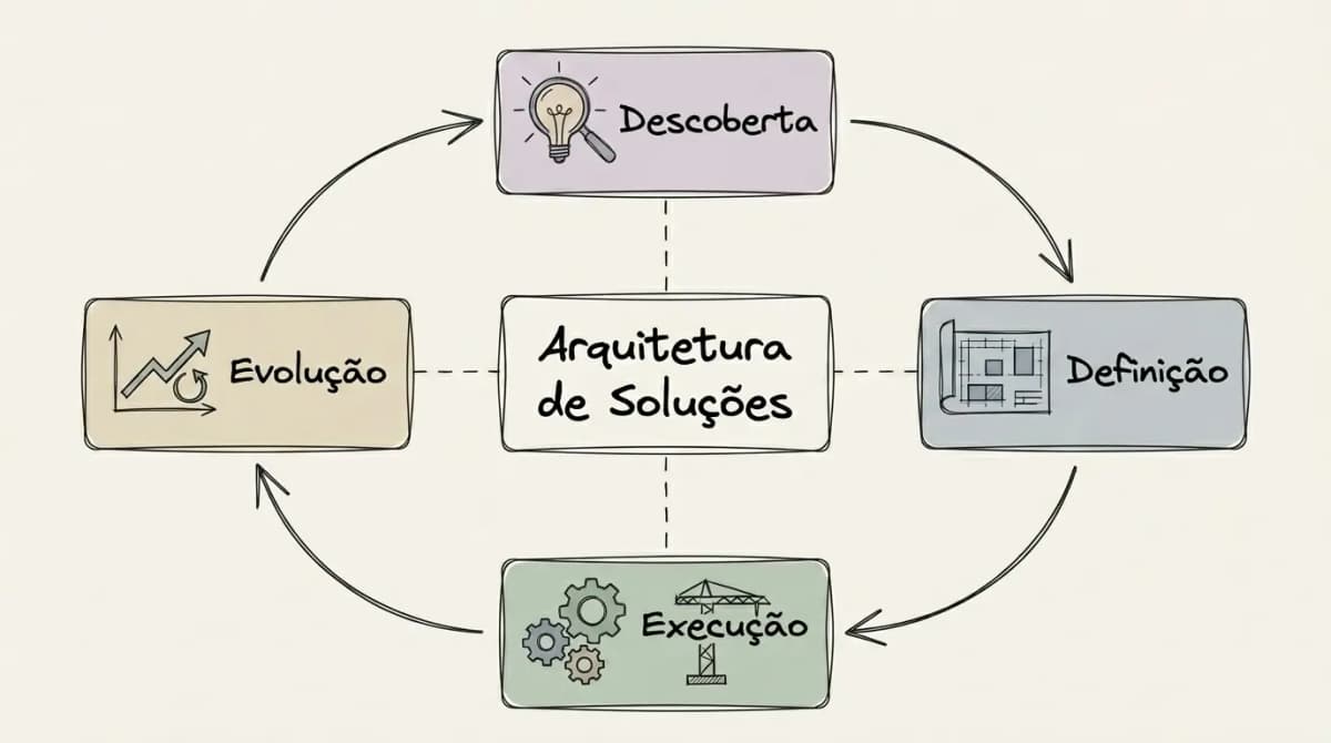 Ciclo de descoberta, definição, execução e evolução em arquitetura de soluções